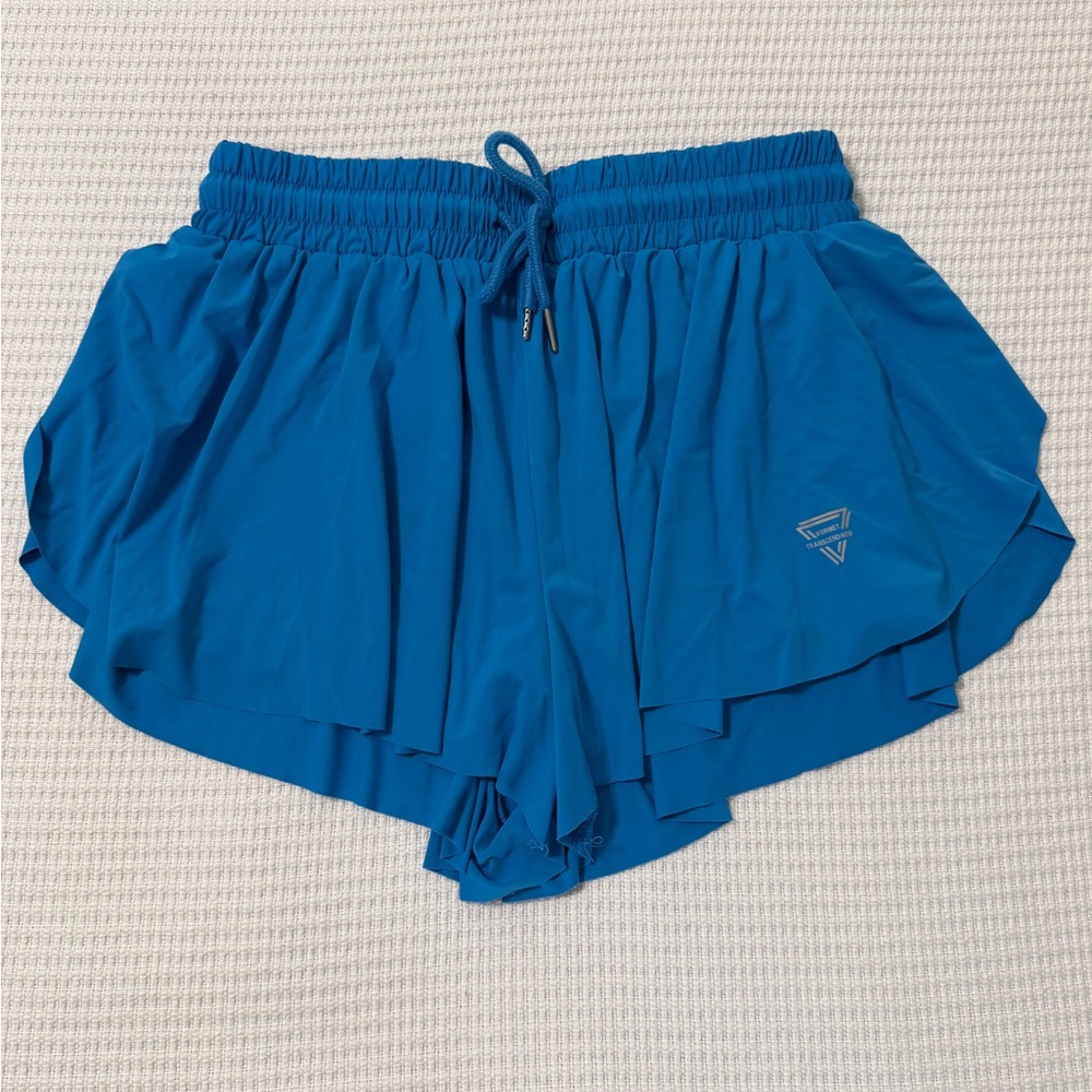 Women's Blue Athletic Layered Running Shorts